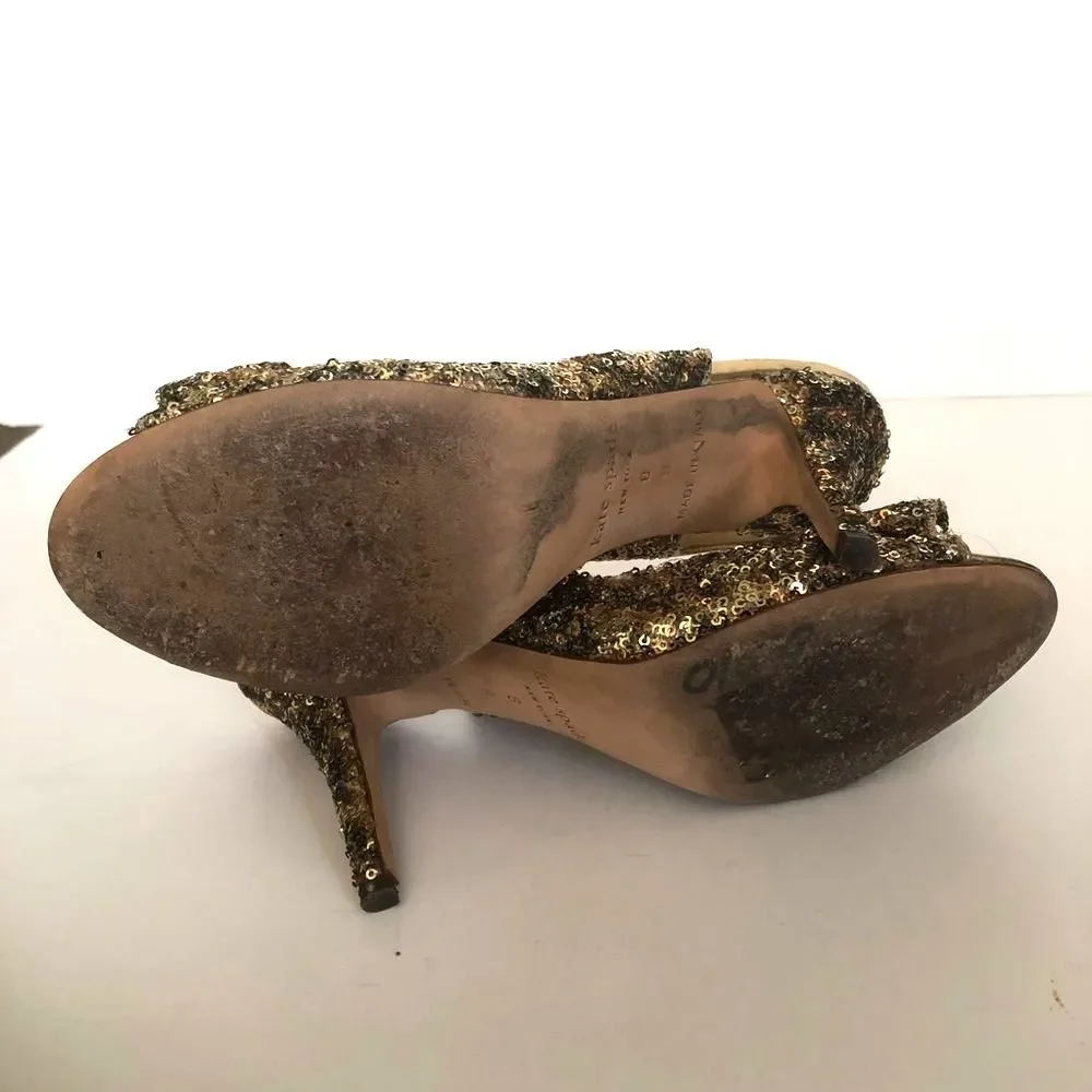 Kate Spade Sequin Animal Print Bow Slingback Heels Size 8 Sparkly Girly Party